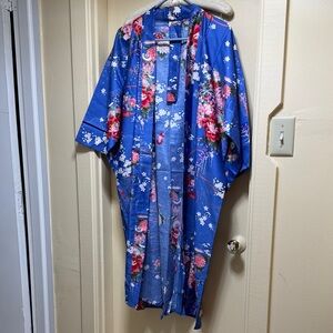 Floral Blue Kimono Robe